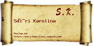 Sári Karolina névjegykártya